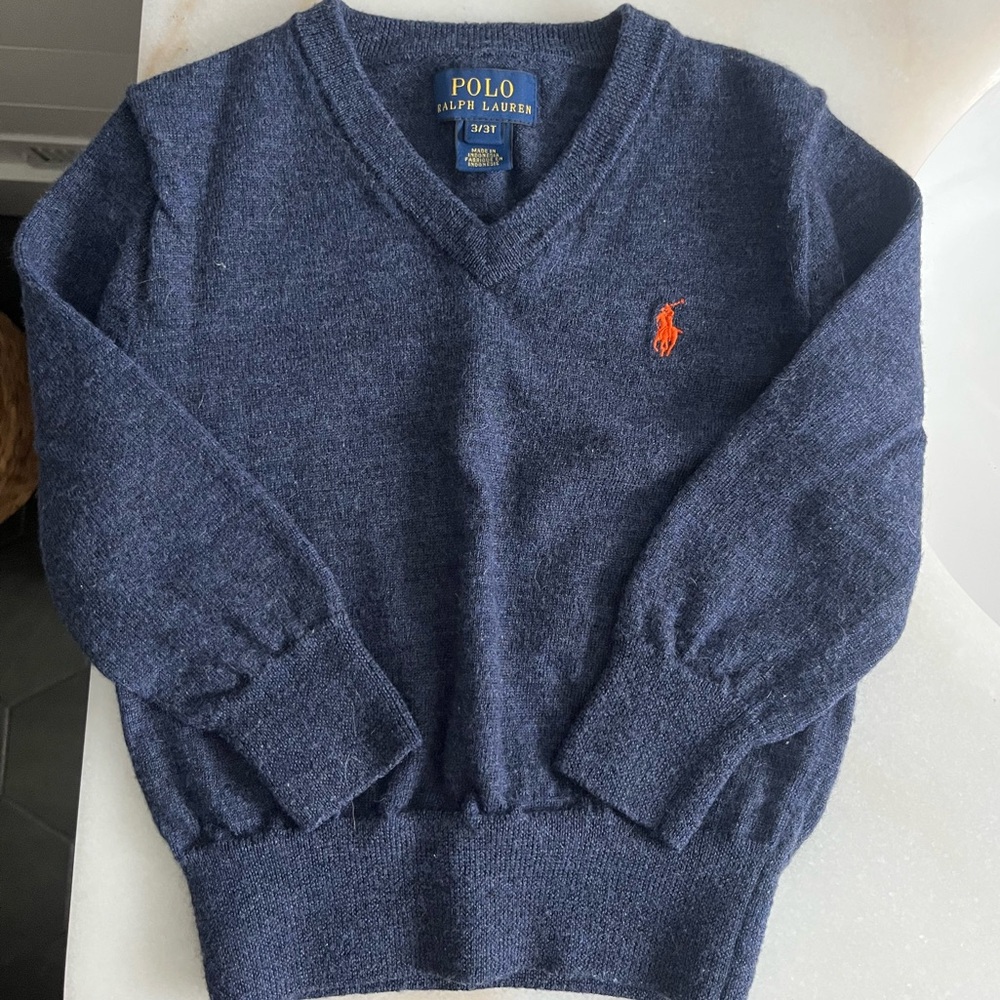 Polo by Ralph Lauren Kids Navy V-Neck Sweater